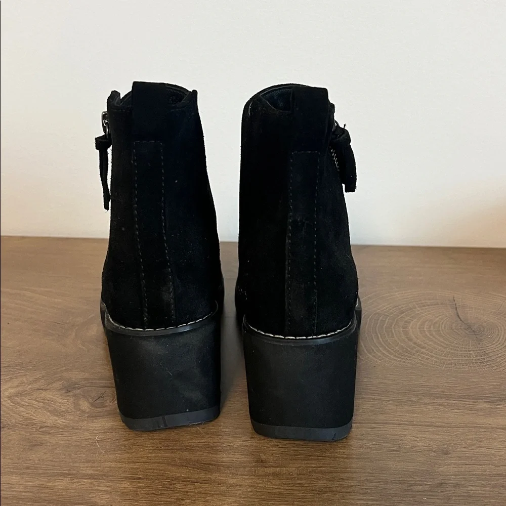 Sofft Black Suede Emeline Ankle Boots Waterproof Wedge Booties New US 7.5